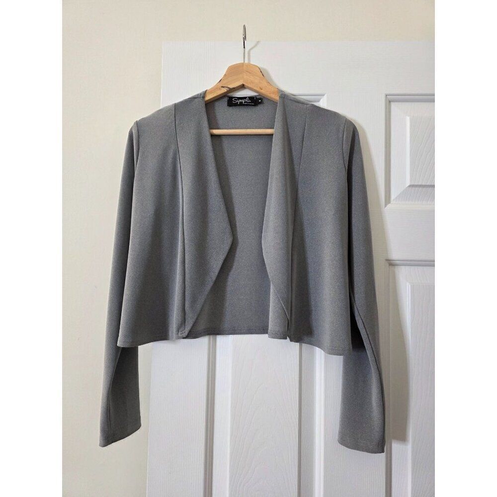 Simpli  Grey Crop Open Cardigan 8